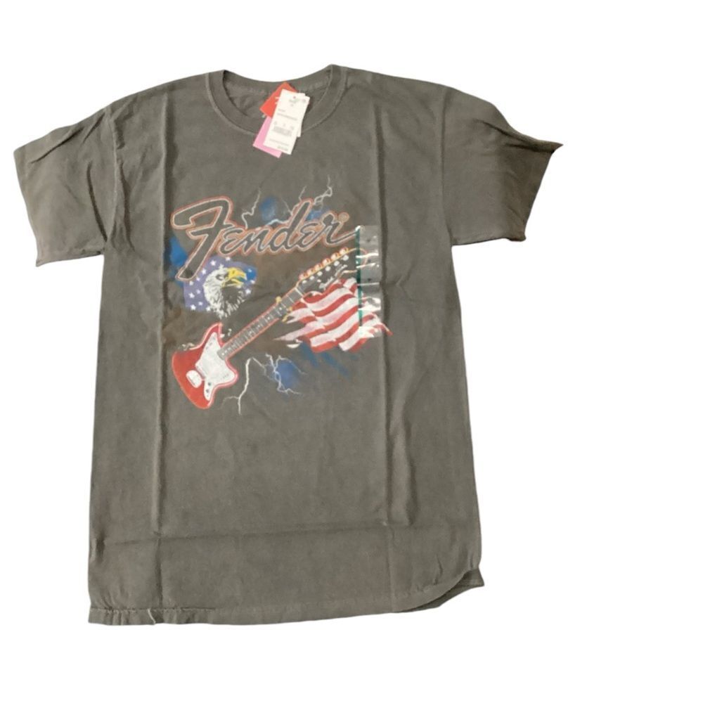 Fender Guitar Men's Genuine Distressed USA Patriotic Eagle Tee T-Shirt Size M